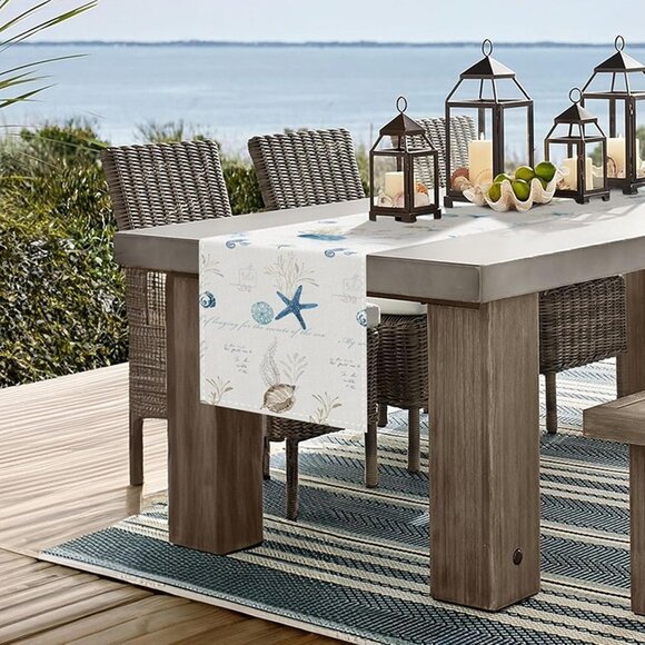 NEW  Nautical Coastal Table Runner 13x72 Inch Marine Theme Ocean - Picture 4 of 7